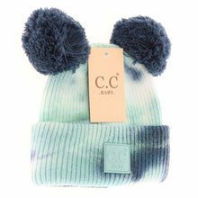 Load image into Gallery viewer, Baby Tie Dye Double Fur Pom Beanie
