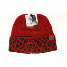Load image into Gallery viewer, Matching Cuff Leopard Print CC Beanie Tail
