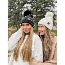 Load image into Gallery viewer, Pearl Embellished Faux Fur Pom C.C Beanie
