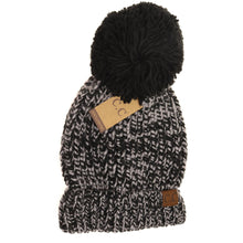 Load image into Gallery viewer, Two-Tone Thick Knit Pom CC Beanie
