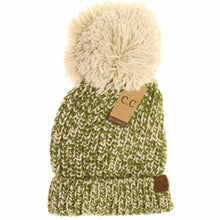 Load image into Gallery viewer, Two-Tone Thick Knit Pom CC Beanie

