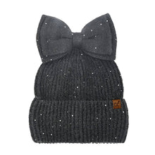 Load image into Gallery viewer, Sequin Bow Messy Bun C.C Beanie
