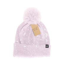 Load image into Gallery viewer, Allover Clear Sequin Faux Fur Pom C.C Beanie
