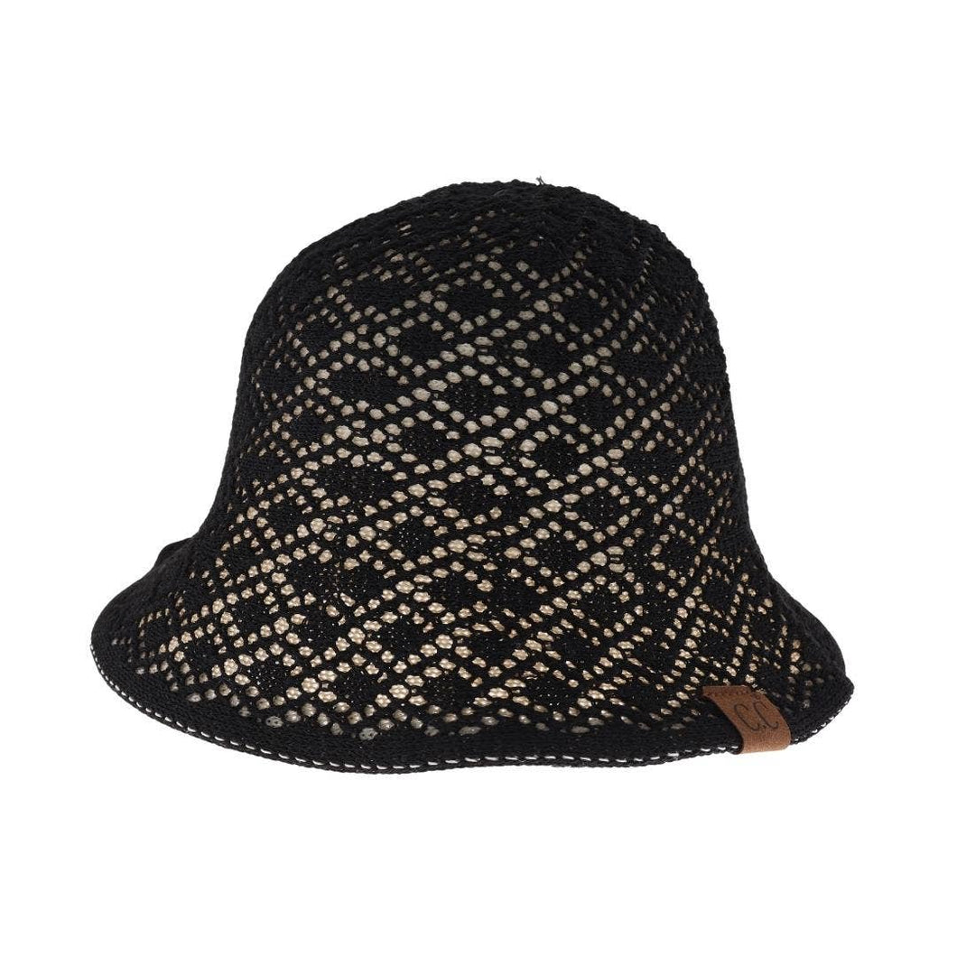 Diamond Lace Knitted Reversible C.C Cloche Bucket Hat