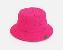Load image into Gallery viewer, C.C Embroidered Floral Eyelet Bucket Hat
