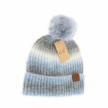 Load image into Gallery viewer, Multicolored Ombre Fur Pom C.C Beanie
