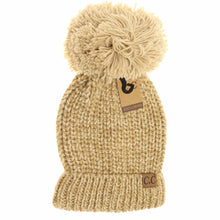 Load image into Gallery viewer, Two-Tone Thick Knit Pom CC Beanie

