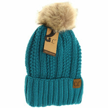 Load image into Gallery viewer, Fuzzy Lined Fur Pom CC Beanie
