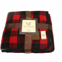 Load image into Gallery viewer, CC Buffalo Check Sherpa Lined Throw Blanket
