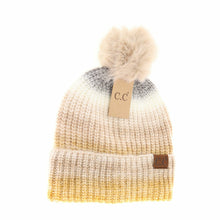 Load image into Gallery viewer, Multicolored Ombre Fur Pom C.C Beanie
