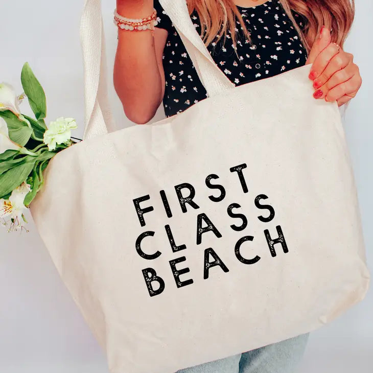 First Class Beach Tote Bag