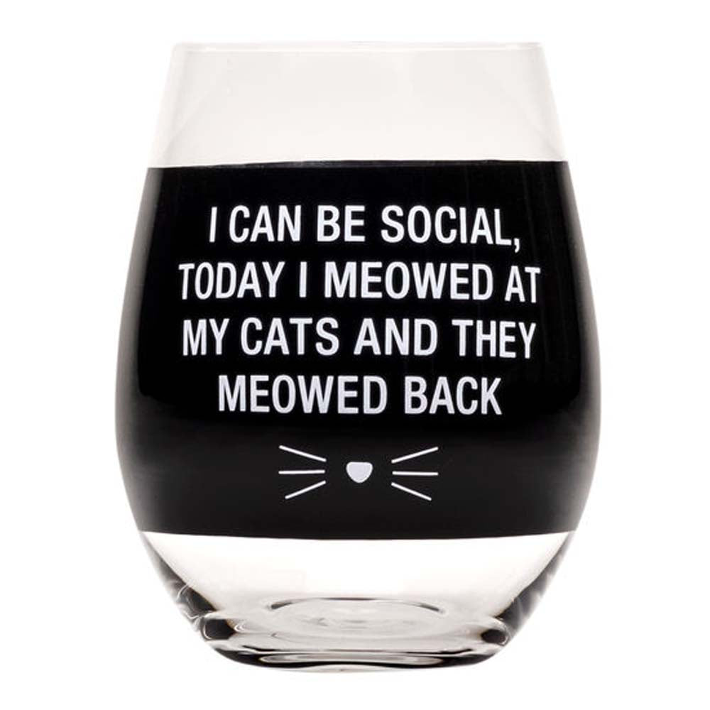Snarky Wine Glass - Cat Social